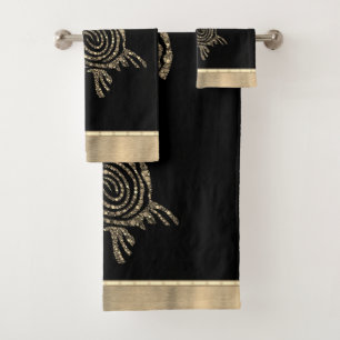 Conjunto De Toalhas Gold Spiral Tribal Turtle