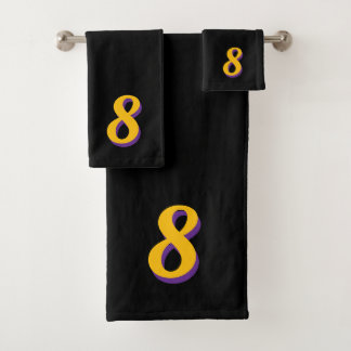 Conjunto De Toalhas Golden Yellow Lucky Number Eight on Black