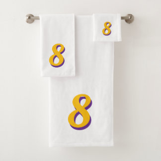 Conjunto De Toalhas Golden Yellow Lucky Number Eight on White