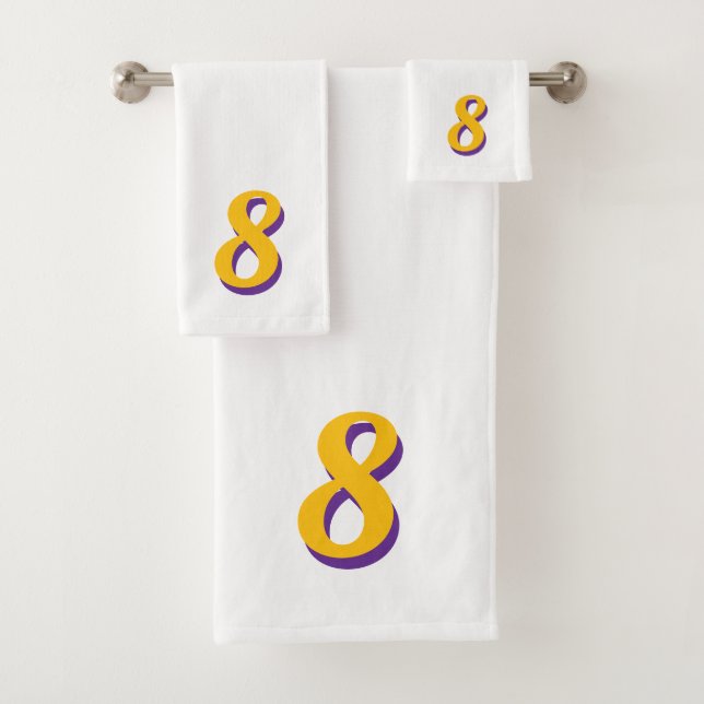 Conjunto De Toalhas Golden Yellow Lucky Number Eight on White (Insitu)