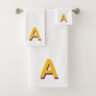 Conjunto De Toalhas Golden Yellow Monogram on White