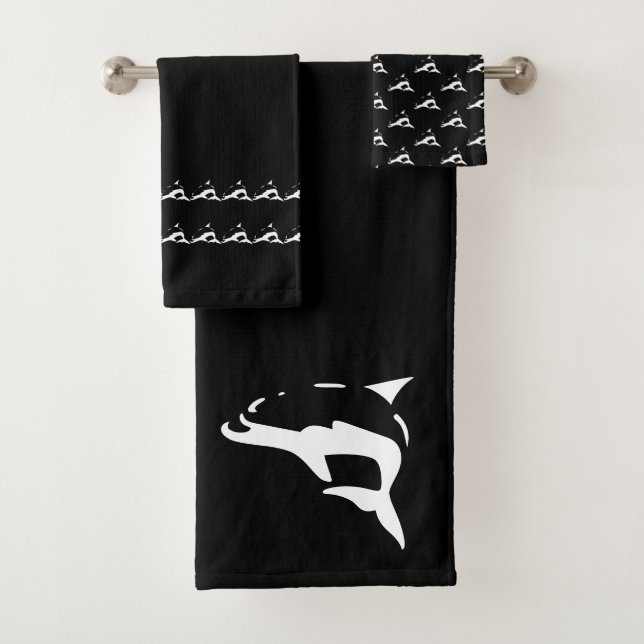 Conjunto De Toalhas Golfinho preto branco (Insitu)