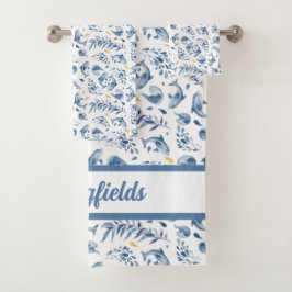 Conjunto De Toalhas Golfinhos e Ondas Azuis Reproduzíveis