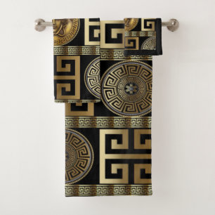 Conjunto De Toalhas Gorgona Dourada "Medusa" com Chave Geométrica Greg