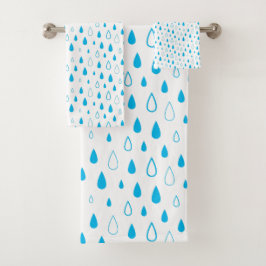 Conjunto De Toalhas Gotas azuis água Minimalista Moderna.