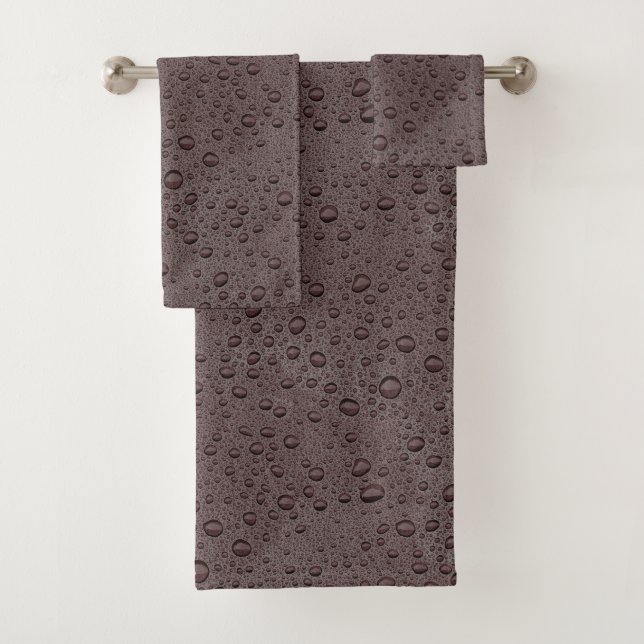Conjunto De Toalhas Gotas de água marrom da Maroon (Insitu)