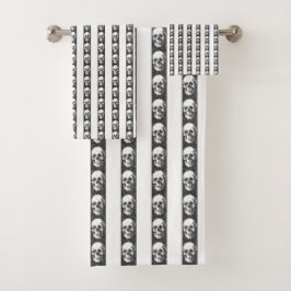 Conjunto De Toalhas Gothic striped pattern with skulls