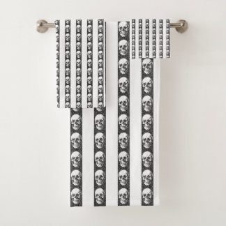 Conjunto De Toalhas Gothic striped pattern with skulls