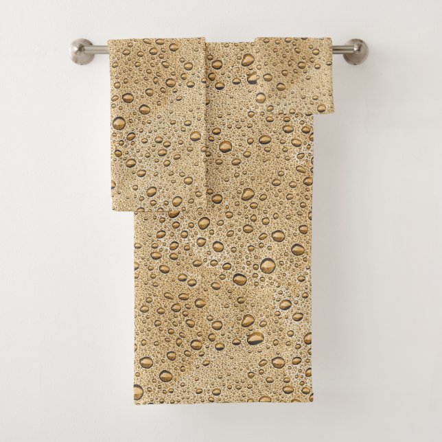 Conjunto De Toalhas gotículas de água Dourada (Insitu)