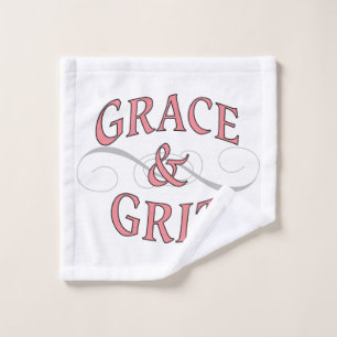 Conjunto De Toalhas Grace & Grit em rosa e Cinza