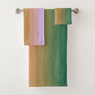 Conjunto De Toalhas Gradient ombre stripe branda verde borrado verde