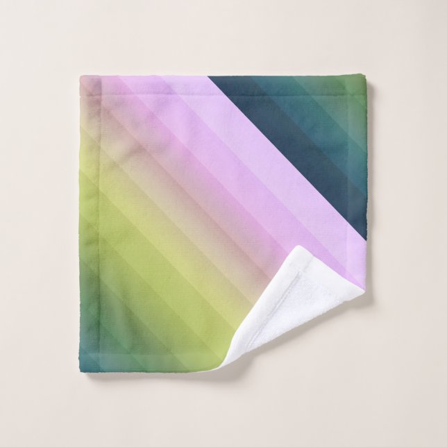 Conjunto De Toalhas Gradient ombre stripe branda verde borrado verde (Pano de lavar)