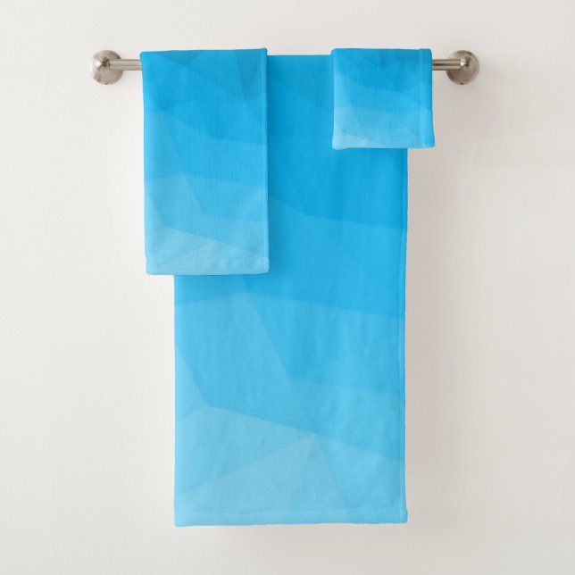 Conjunto De Toalhas Gradiente azul ciano padrão geométrico de malha br (Insitu)