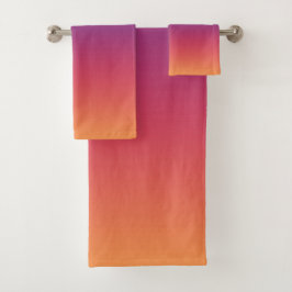 Conjunto De Toalhas Gradiente Azul Roxo e Laranja