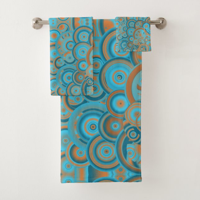 Conjunto De Toalhas Gradiente de Círculo Concêntrico Laranja Ferrugem  (Insitu)