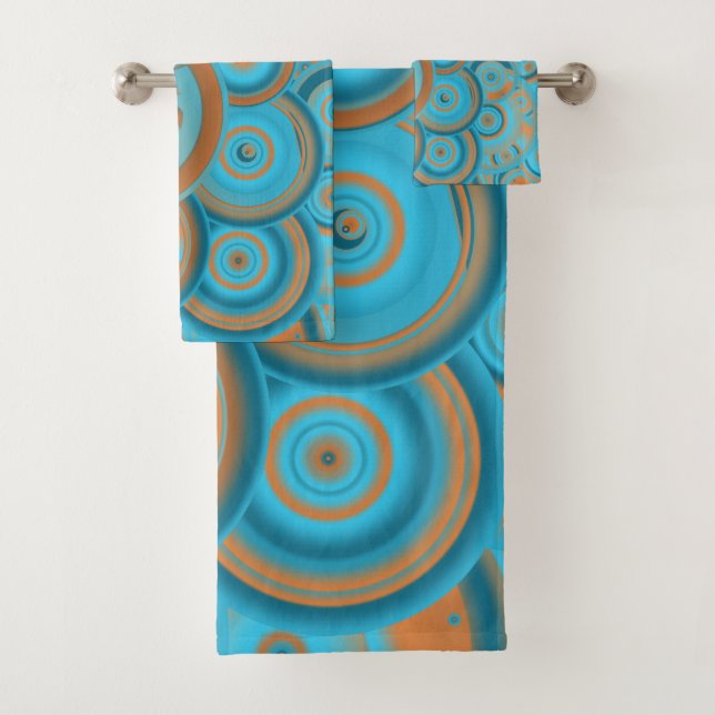 Conjunto De Toalhas Gradiente de Círculo Concêntrico Laranja Ferrugem  (Insitu)