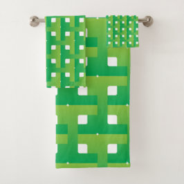 Conjunto De Toalhas Gradiente de Cor Verde em Camadas