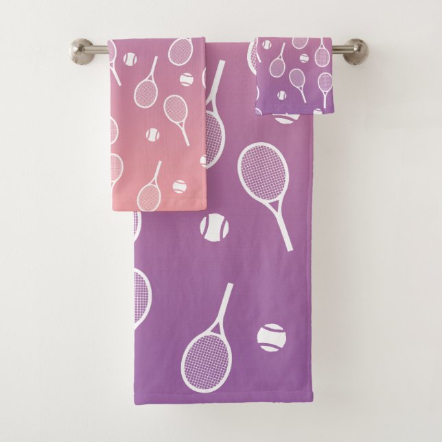 Conjunto De Toalhas Gradiente de Padrão de Raquetas Retro-Tênis de Bra (Insitu)