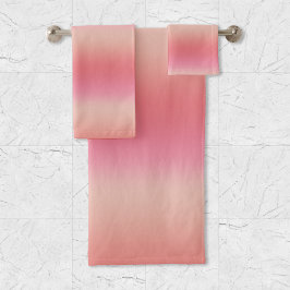 Conjunto De Toalhas Gradiente Ombre Moderno Rosa Pastel, Pêssego e Blu