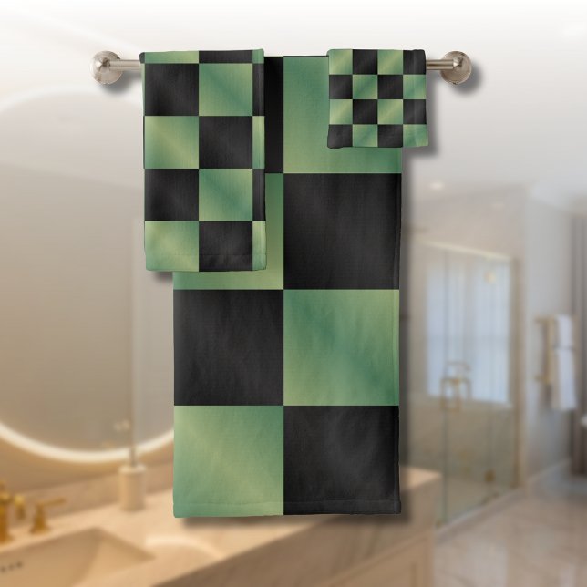 Conjunto De Toalhas Gradiente Preto Verde Azul Moderno Verificado (Criador carregado)