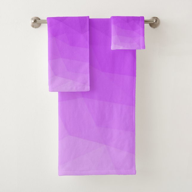 Conjunto De Toalhas Gradiente roxo malha geométrica padrão brilhante (Insitu)