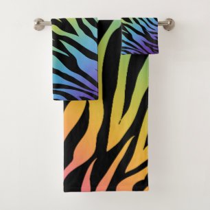Conjunto De Toalhas Gradiente Zebra Impressão a preto