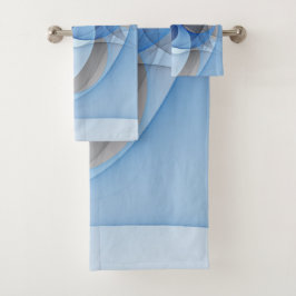 Conjunto De Toalhas Gráfico de Arte Fractal de Cinza Azul Moderno