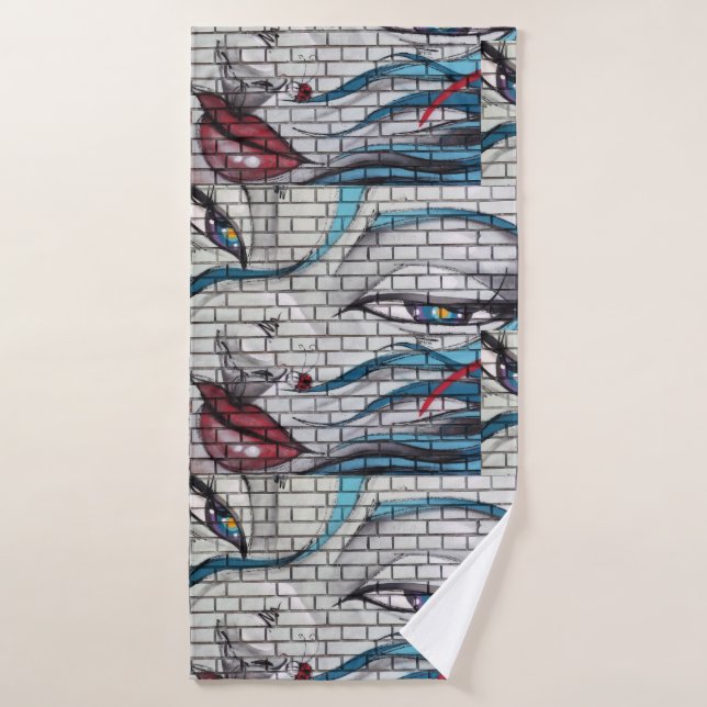 Conjunto De Toalhas Grafite de Garota Asiática (Toalha de Banho)