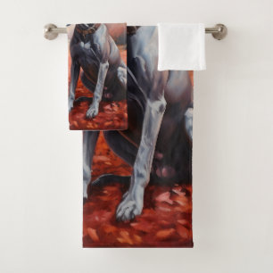 Conjunto De Toalhas Grande dinamarquês nas folhas de outono inspira-se