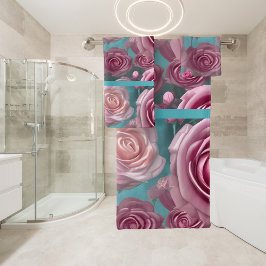 Conjunto De Toalhas Grande padrão de rosa no visual da safra