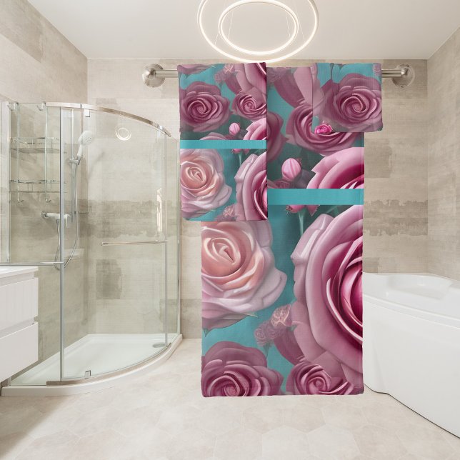 Conjunto De Toalhas Grande padrão de rosa no visual da safra (Criador carregado)