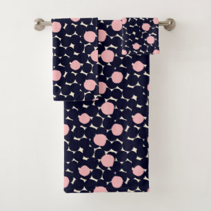 Conjunto De Toalhas Grande teste padrão de ponto azul & cor-de-rosa