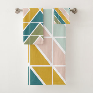 Conjunto De Toalhas Grande teste padrão geométrico em tons Pastel da