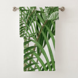 Conjunto De Toalhas Granja tropical verde aquosa Folhas de palmeira