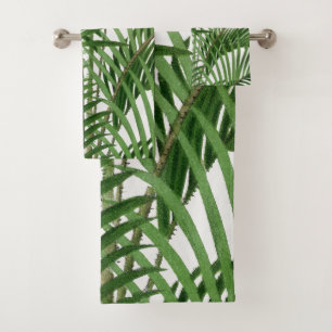 Conjunto De Toalhas Granja tropical verde aquosa Folhas de palmeira