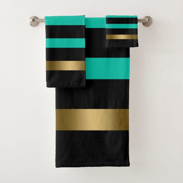 Conjunto De Toalhas Graus de ouro pretos e verdes (Insitu)