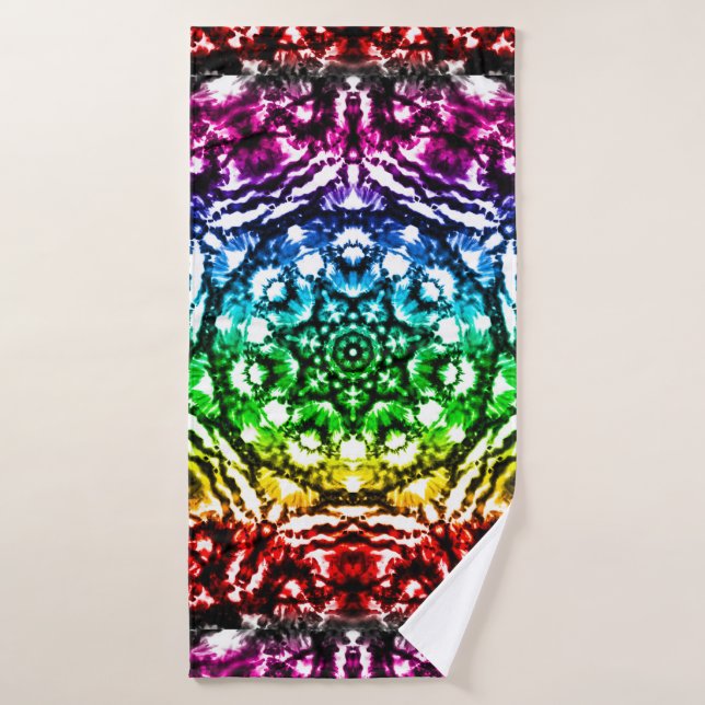 Conjunto De Toalhas Gravata Tie Dye Mandala Arco-íris (Toalha de Banho)