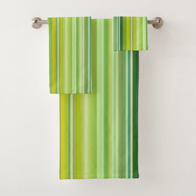 Conjunto De Toalhas Green and Yellow Stripes (Insitu)