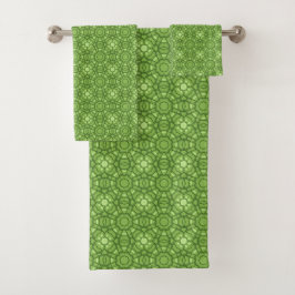 Conjunto De Toalhas Green floral geometric patterned 