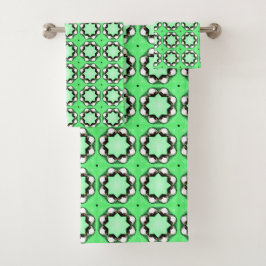 Conjunto De Toalhas Green geometric mandala pattern 