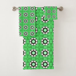Conjunto De Toalhas Green geometric mandala pattern 
