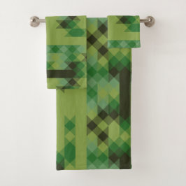 Conjunto De Toalhas green geometric pattern