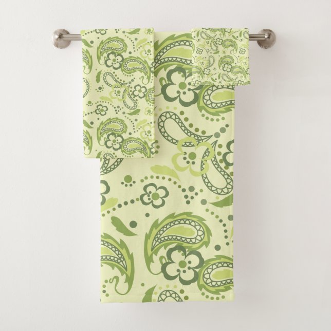 Conjunto De Toalhas Green Paisley Floral (Insitu)