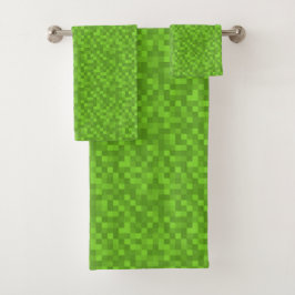 Conjunto De Toalhas Green Pixel Pattern Retro 8-Bit Gaming