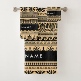 Conjunto De Toalhas Grego Fret, Mista Chave Meander, Brown, Seu Nome