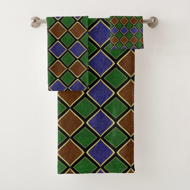Conjunto De Toalhas Grelha de Diamante Arlequim: Harmonia Texturizada (Insitu)