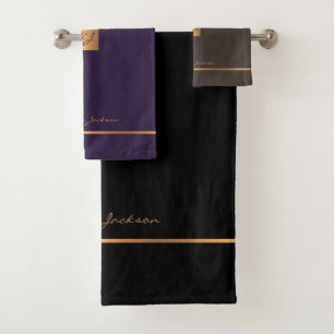 Conjunto De Toalhas Grelha de giz de ouro elegante moderno