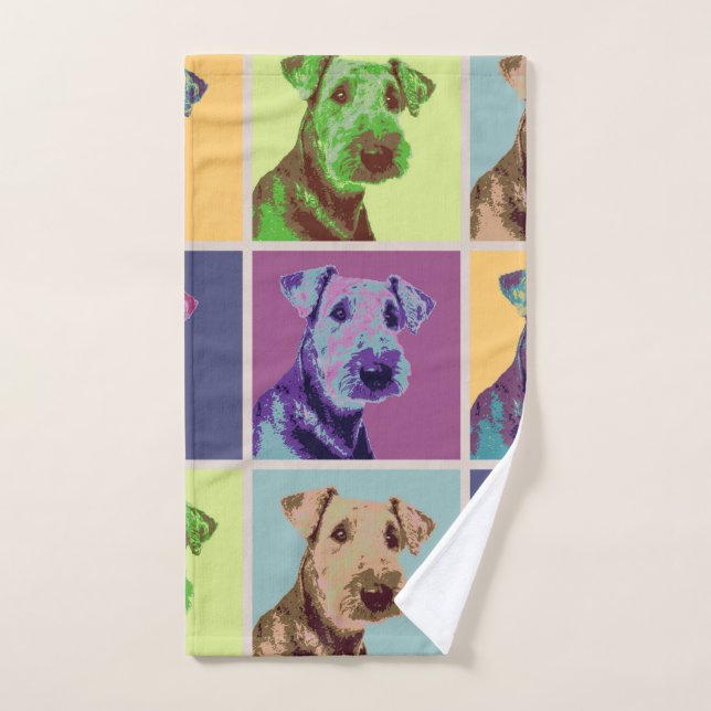 Conjunto De Toalhas Grelha Pop de Arte de Airedale Terrier (Toalha de mão)
