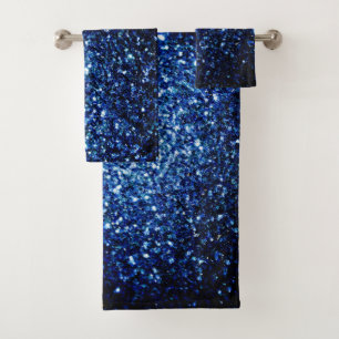 Conjunto De Toalhas Grelhas de brilho azul escuro