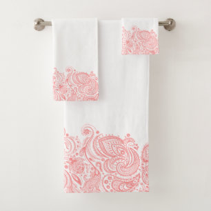 Conjunto De Toalhas Greve Floral de Paisley Rosa Elegante